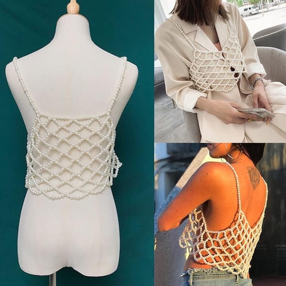 BRAND NEW URBAN OUTFITTERS White Embellished Crop Camisole By Urban Outfitters! - Picture 5 of 6